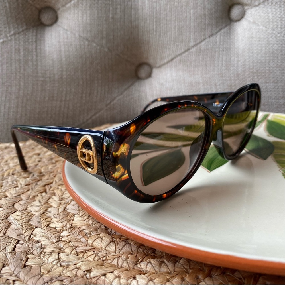 Dior Vintage Tortoise Sunglasses with Logo Detail
